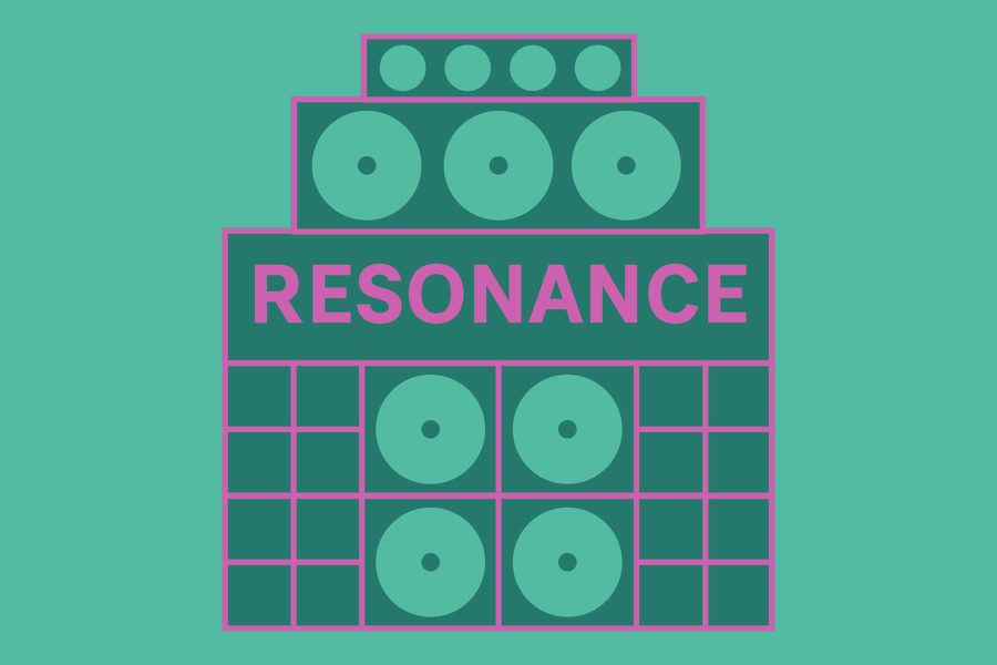 Resonance logo with a sound system graphic