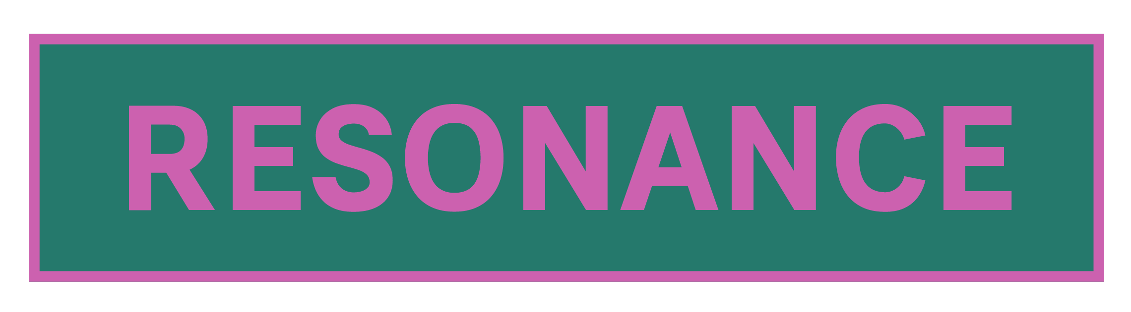 Resonance logo in pink and green.