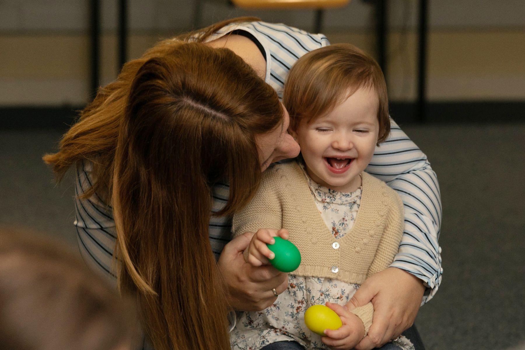 A mother and toddler taking part in a Step Into Music class.