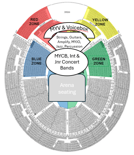 A diagram of the Royal Albert Hall 2026 stadium.